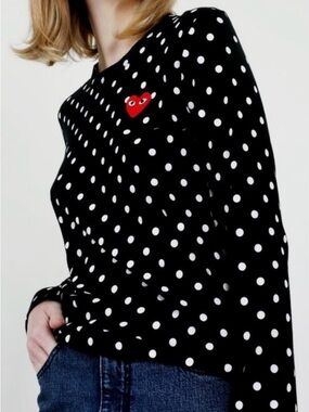 Comme Des Garçons Dot Heart Long Sleeve Tee Polka Dot Black & White Size Medium